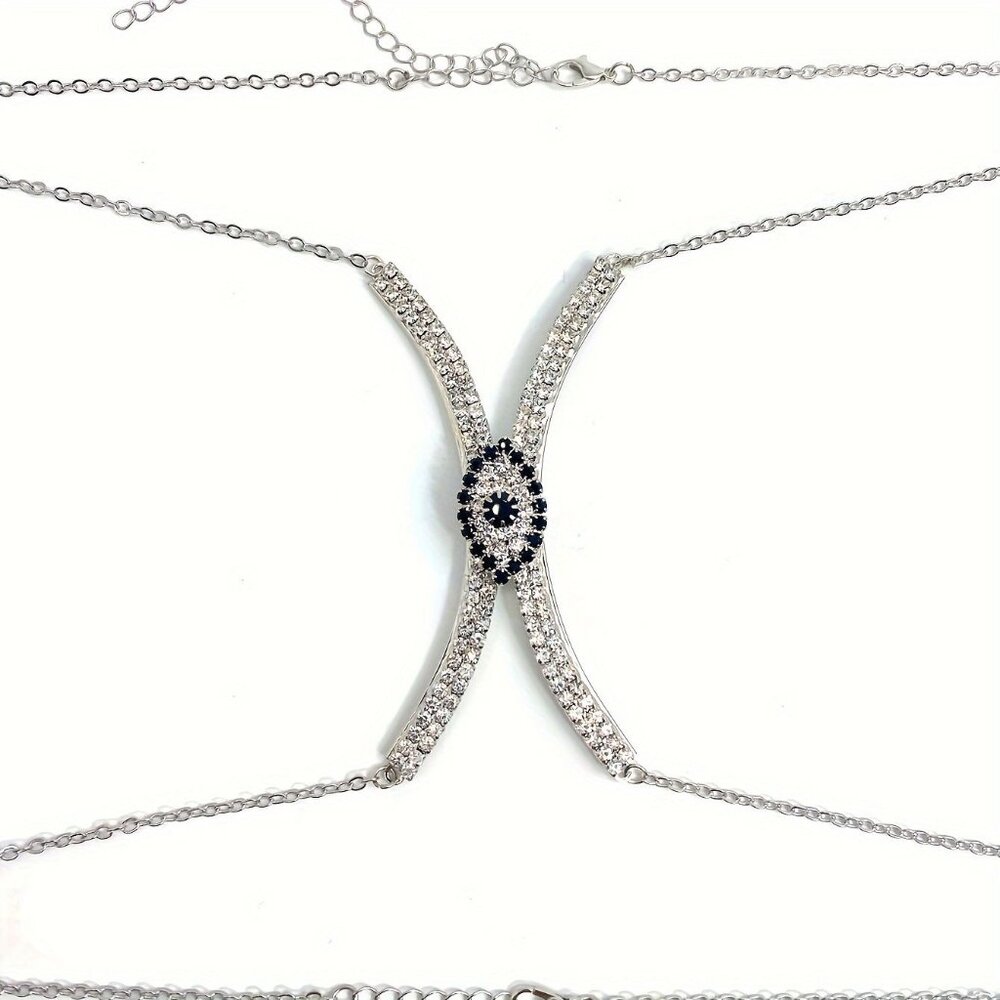 🆕 Seductive Rhinestone Body Chain Bra Necklace Jewelry For Women - Picture 6 of 10